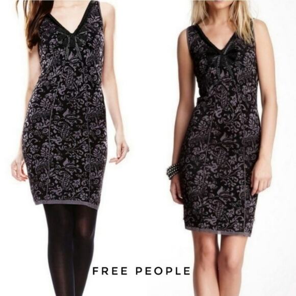 Free People Starstruck Brocade Jacquard Damask Bodycon Beaded Dress - Picture 7 of 9